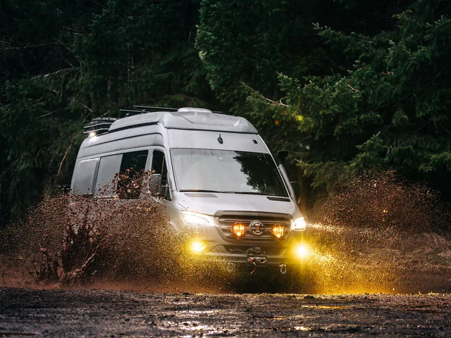 A camper van converted by Benchmark Vehicles