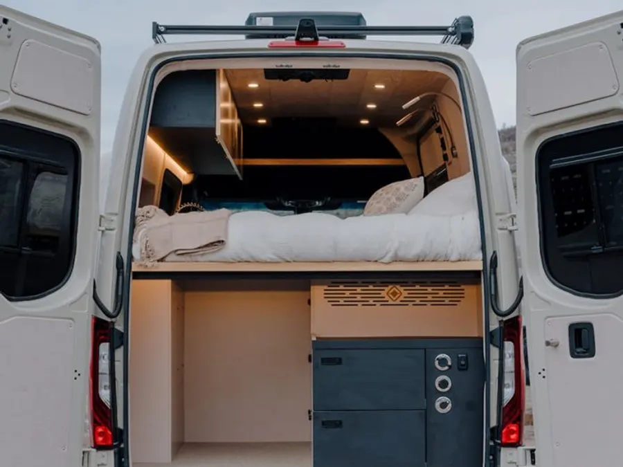 A camper van converted by Vertical Vans